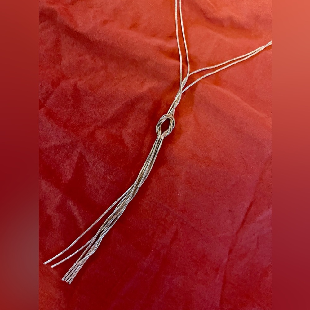 silver-colored necklace